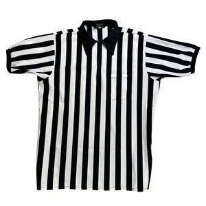 REFEREE SHIRT STRIPED XL EXTRA LARGE FITTED RED FOX ATHLETIC WEAR WHITE BLACK